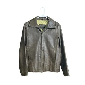 Vintage chocolate brown Guess 100% leather jacket